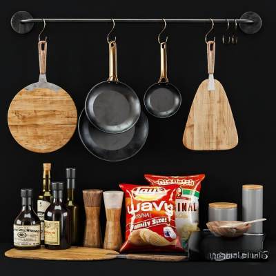 现代厨房用品 调味品 锅 菜板